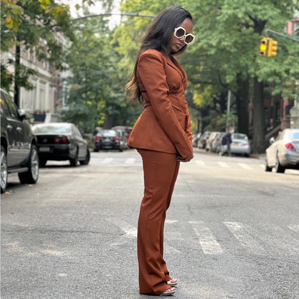 Elegant Rust Women's Suit Pants